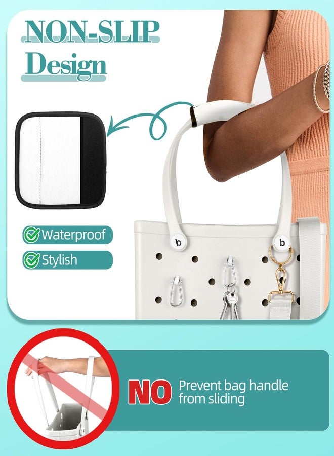 Toykee Bag Strap Crossbody Charms for Bogg Bag Accessories - Shoulder Strap Neoprene Luggage Handle Wrap for Suitcase & 2 Key Holders White - Image 3